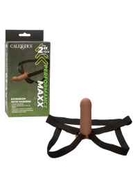 Коричневый фаллопротез из силикона Extension with Harness - 15,75 см. - California Exotic Novelties - купить с доставкой в Бийске