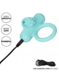 Аквамариновое эрекционное виброкольцо Silicone Rechargeable Nubby Lover’s Delight - California Exotic Novelties - в Бийске купить с доставкой