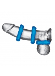 Комплект из трех голубых эрекционных колец 3-Pack Ribbed Rider Cock Ring Set - BlueLine - в Бийске купить с доставкой