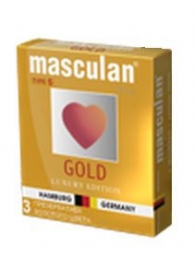 Презервативы Masculan Ultra Gold с золотым напылением и ароматом ванили - 3 шт. - Masculan - купить с доставкой в Бийске