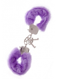 Фиолетовые меховые наручники METAL HANDCUFF WITH PLUSH LAVENDER - Dream Toys - купить с доставкой в Бийске