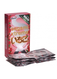 Презервативы Sagami Xtreme Strawberry c ароматом клубники - 10 шт. - Sagami - купить с доставкой в Бийске