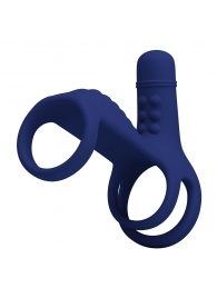 Синяя вибронасадка на пенис Vibrating Penis Sling - Baile - в Бийске купить с доставкой