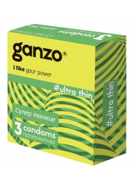 Ультратонкие презервативы Ganzo Ultra thin - 3 шт. - Ganzo - купить с доставкой в Бийске