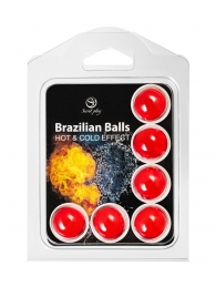 Набор из 6 шариков с массажным маслом Brazilian Balls с охлаждающим и разогревающим эффектом - Secret Play - купить с доставкой в Бийске