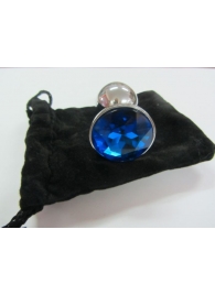 Анальное украшение BUTT PLUG  Small с синим кристаллом - 7 см. - Anal Jewelry Plug - купить с доставкой в Бийске