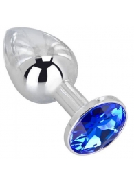 Анальное украшение BUTT PLUG  Small с синим кристаллом - 7 см. - Anal Jewelry Plug - купить с доставкой в Бийске