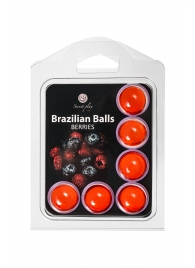 Набор из 6 шариков с массажным маслом Brazilian Balls с ароматом ягод - Secret Play - купить с доставкой в Бийске