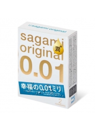 Увлажнённые презервативы Sagami Original 0.01 Extra Lub - 2 шт. - Sagami - купить с доставкой в Бийске