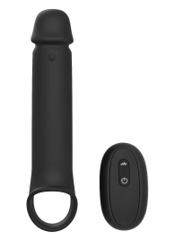 Черная насадка-удлинитель с вибрацией Vibrating Extender With Remote - Dream Toys - в Бийске купить с доставкой