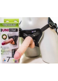 Страпон-унисекс с двумя насадками UNI strap 7  Harness - 19 и 16 см. - LOVETOY (А-Полимер) - купить с доставкой в Бийске