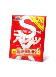 Утолщенный презерватив Sagami Xtreme FEEL LONG с точками - 1 шт. - Sagami - купить с доставкой в Бийске