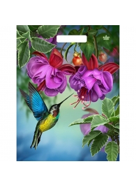 Пакет с принтом в виде колибри в цветах с вырубной ручкой (31х40 см) - Сима-Ленд - купить с доставкой в Бийске