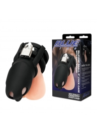 Черная клетка для пениса Silicone Small 2 in Cock Cage With Ball Divider - BlueLine - купить с доставкой в Бийске