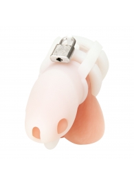 Белая клетка для пениса Silicone Small 2 in Cock Cage With Ball Divider - BlueLine - купить с доставкой в Бийске