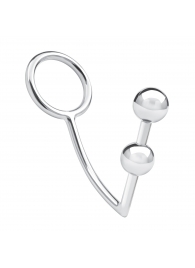 Кольцо на пенис с анальным стимулятором Two Bead Stainless Steel Anal Hook   Cock Ring - BlueLine - в Бийске купить с доставкой