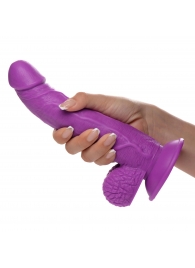 Фиолетовый фаллоимитатор на присоске 7.5  Dildo with Balls - 21,5 см. - XR Brands