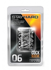 Прозрачная насадка с объёмными чёрточками STAY HARD COCK SLEEVE 06 CLEAR - Blush Novelties - в Бийске купить с доставкой