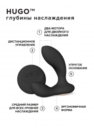 Черный вибромассажер простаты с пультом ДУ Hugo 2 Remote - Lelo - в Бийске купить с доставкой