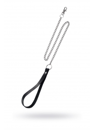 Поводок с ручкой из черной натуральной кожи и карабином для ошейника - Pecado - купить с доставкой в Бийске