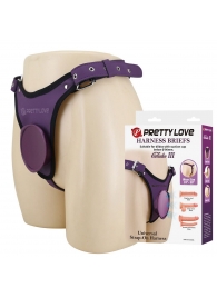 Фиолетовые трусики харнесс с платформой Caludio III - Baile - купить с доставкой в Бийске