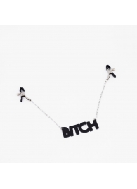 Зажимы на соски с кожаной подвеской Bitch - Crazy Handmade - купить с доставкой в Бийске