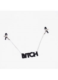 Зажимы на соски с кожаной подвеской Bitch - Crazy Handmade - купить с доставкой в Бийске