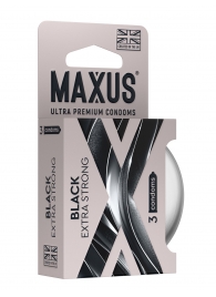 Черные утолщенные презервативы MAXUS Extra Strong с железным кейсом - 3 шт. - Maxus - купить с доставкой в Бийске