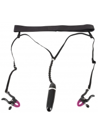 Женские вибростринги с зажимами для половых губ Spreader String with Vibrator - Orion - купить с доставкой в Бийске