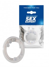 Эрекционное кольцо со стимулирующими шариками сверху и снизу - Sex Expert - в Бийске купить с доставкой