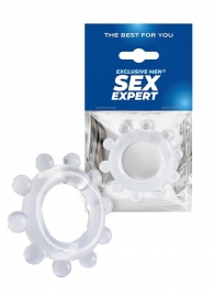 Прозрачное эрекционное кольцо со стимулирующими шариками - Sex Expert - в Бийске купить с доставкой