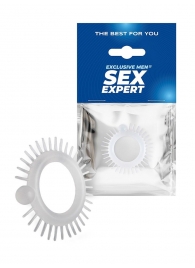 Эластичное эрекционное кольцо с шипиками и шариком - Sex Expert - в Бийске купить с доставкой