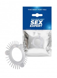 Эластичное эрекционное кольцо с 3 шариками и шипами - Sex Expert - в Бийске купить с доставкой