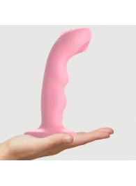 Розовая насадка-стимулятор Strap-On-Me Tapping Dildo Wave - Strap-on-me - купить с доставкой в Бийске