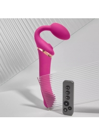 Ярко-розовый безремневой страпон Multi Orgasm Bendable Strap-On size XL с клиторальной стимуляцией - Strap-on-me - купить с доставкой в Бийске