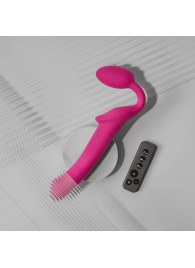 Ярко-розовый безремневой страпон Strap-on-me Vibrating Bendable Strap-On size L - Strap-on-me - купить с доставкой в Бийске