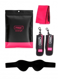 Черно-розовый эротический набор: маска, наручники и повязка - Erokay - купить с доставкой в Бийске