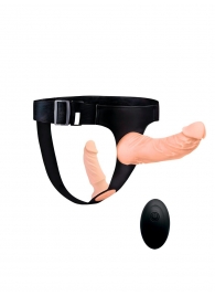 Женский страпон с 2 насадками, вибрацией и пультом ДУ - Erowoman-Eroman - купить с доставкой в Бийске