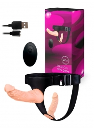 Женский страпон с 2 насадками, вибрацией и пультом ДУ - Erowoman-Eroman - купить с доставкой в Бийске