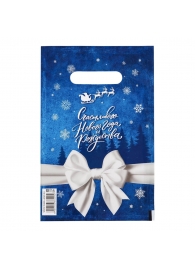 Сине-белый подарочный новогодний пакет с вырубной ручкой (20х30 см) - Сима-Ленд - купить с доставкой в Бийске