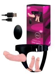 Женский страпон с 3 насадками и вибрацией - Erowoman-Eroman - купить с доставкой в Бийске