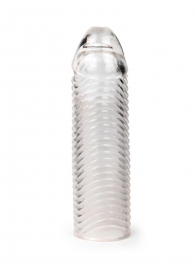 Прозрачная закрытая насадка на пенис с ребрышками - 16 см. - Sex Expert - в Бийске купить с доставкой