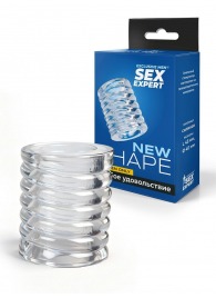 Прозрачная сквозная насадка на пенис с ребрышками - Sex Expert - в Бийске купить с доставкой