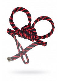 Черно-красные наручники-оковы ’’Узел-омега’’ из хлопковой веревки - Pecado - купить с доставкой в Бийске