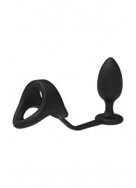 Черное эрекционное кольцо с анальной пробкой Cockstrap With Anal Plug - Dream Toys - в Бийске купить с доставкой