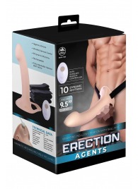 Телесный полый страпон с вибрацией Erection Agents - 24,1 см. - NMC - купить с доставкой в Бийске
