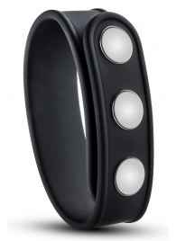 Черное эрекционное кольцо на кнопках - Blush Novelties - в Бийске купить с доставкой