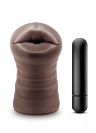 Коричневый мастурбатор-ротик Krystal Vibrating Masturbator - Blush Novelties - в Бийске купить с доставкой
