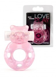 Розовое эрекционное виброкольцо в форме мишки - 1137 - в Бийске купить с доставкой