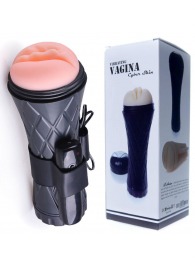 Телесный мастурбатор-вагина в черной колбе с вибрацией - Boys of Toys - в Бийске купить с доставкой